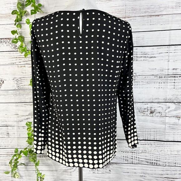 J Crew Blouse Top size 4 Black Ivory Polka Dots Modest Career Church Wedding - Picture 13 of 14